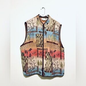 Vtg Alfred Dunner Southwestern Tapestry Zip Up Vest 24W Barn Cottage Gorpore